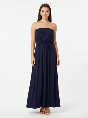 Grace Karin Navy Strapless Maxi Dress